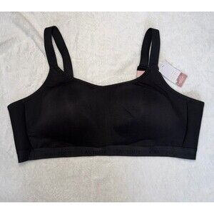 Cacique Lane Bryant Bra 48DD Black Cotton Scoop Neck Lightly Lined No-Wire NWT